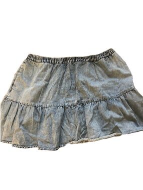 aerie light blue tiered denim mini skirt